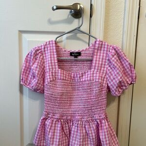 Self Esteem Pink Smocked Gingham Top